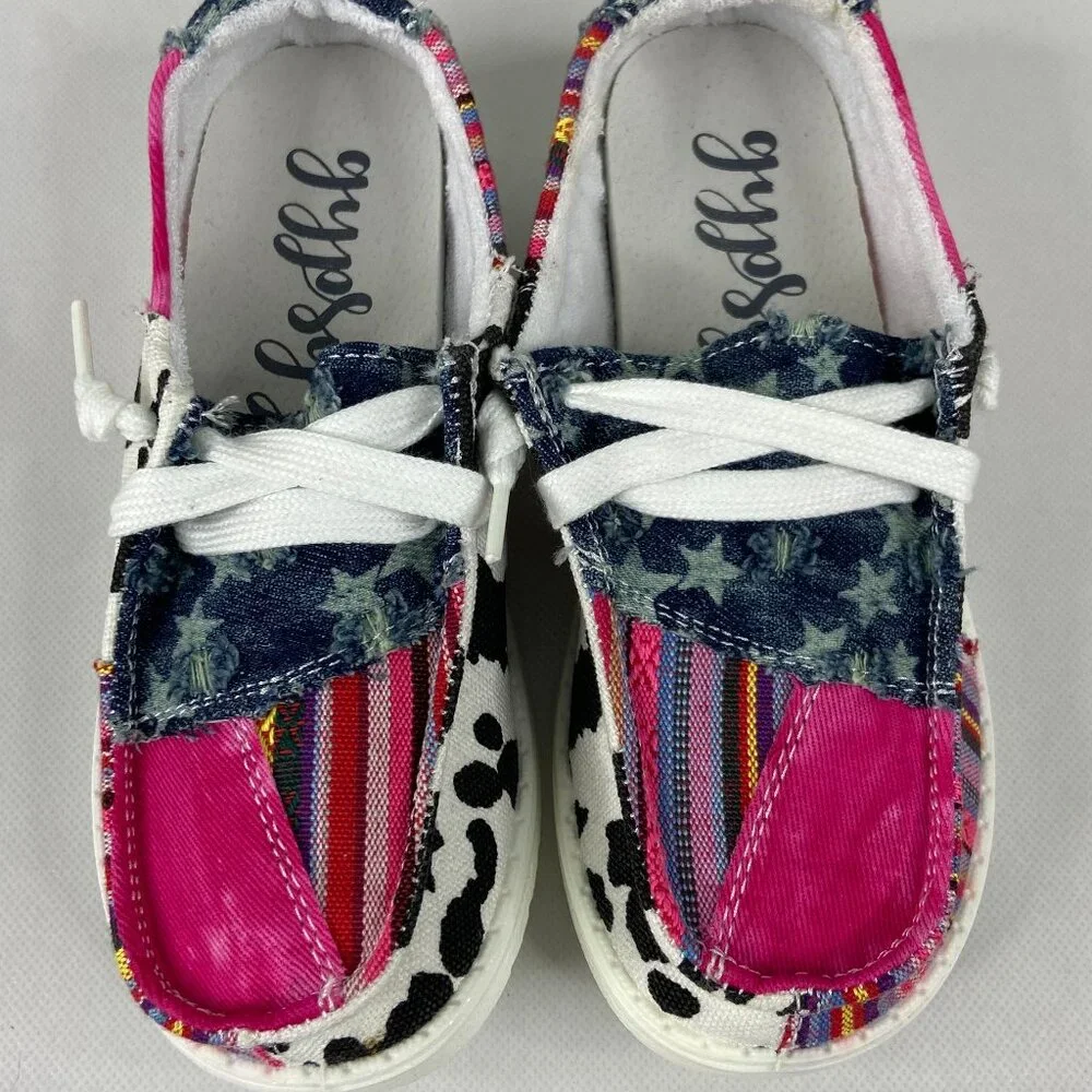 Gypsy Jazz Kid's Wild One Pink Leopard Print & Stripe Slip On Shoe
